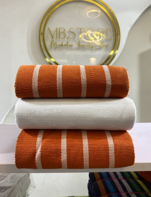 Tissu MB.STORE orange et blanc rayé